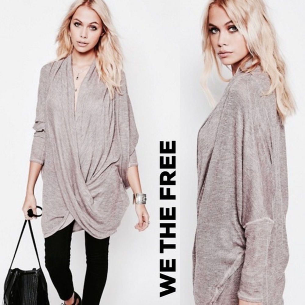 We the Free Sweater Purple Wrap Oversized Dolmon Sleeves XS